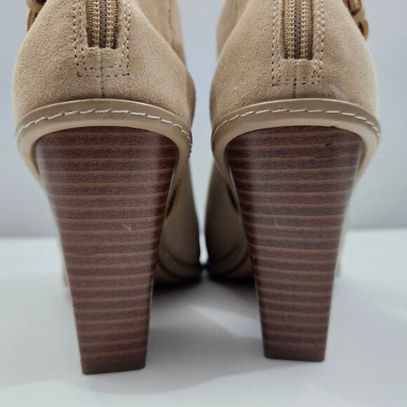 Vince Camuto Fareena Ankle Bootie Womens 11 Tan Leather Peep Toe Block Heel NEW - Picture 11 of 15